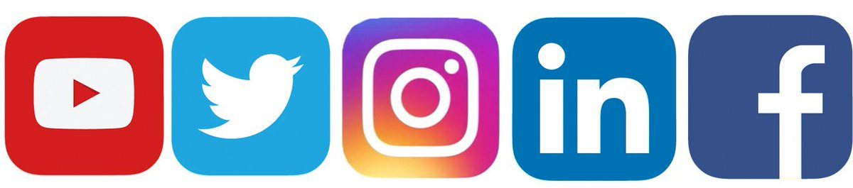 Facebook, Instagram, Twitter, LinkedIn, Facebook, YouTube